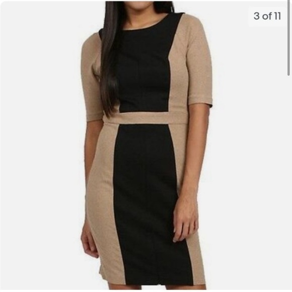 Trina Turk Black and Tan Colorblock Sheath Dress - Picture 13 of 14